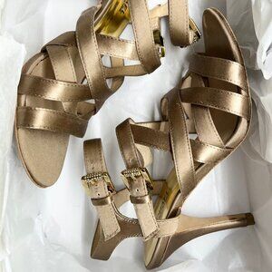 Michael Kors Champagne Satin High Heel Strappy Sandals 8
